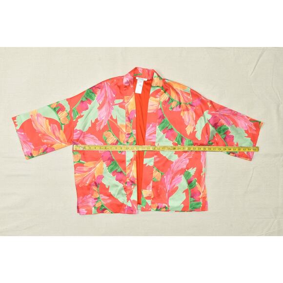 Chico's Women's Tropical Floral Kimono Cardigan Robe Regular Size S/M - Picture 2 of 8